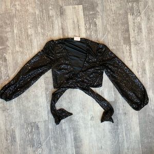 Showpo sequin tie front top